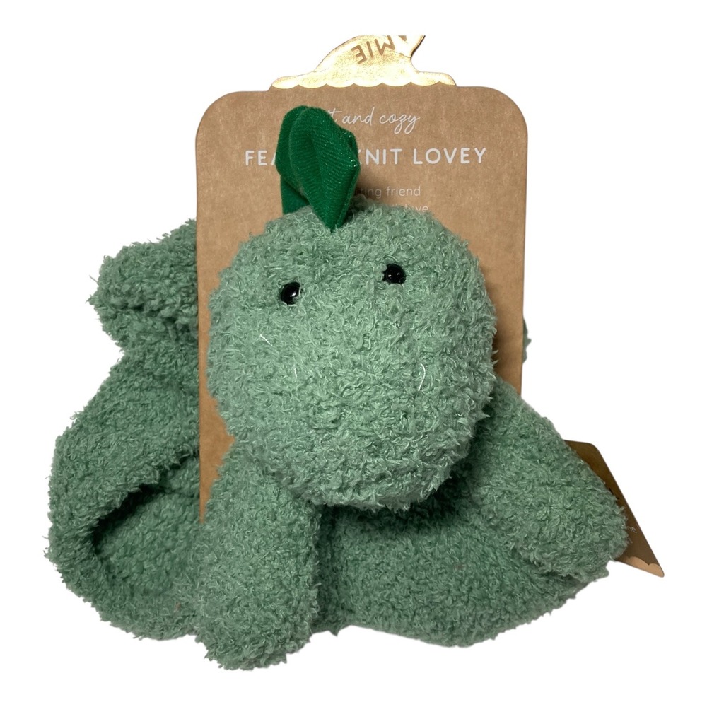 NEW Levi and Emmie Green Dinosaur Lovey 15" Security Blanket Feather Knit 2024